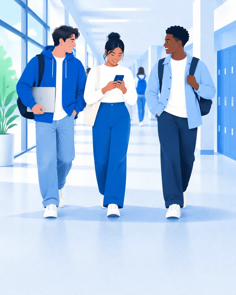 Students in their school corridor